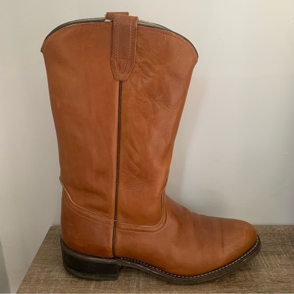 Men’s 10D ACME WELLINGTON Brown Leather Cowboy Boots 9096 Cushioned Insole EXC - Picture 7 of 16